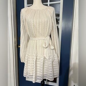 Lovecolette Ivory  Textured Mini Dress Size Medium